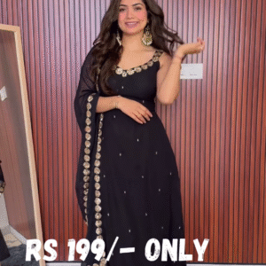 Midnight Elegance Black Anarkali Set – Timeless Grace
