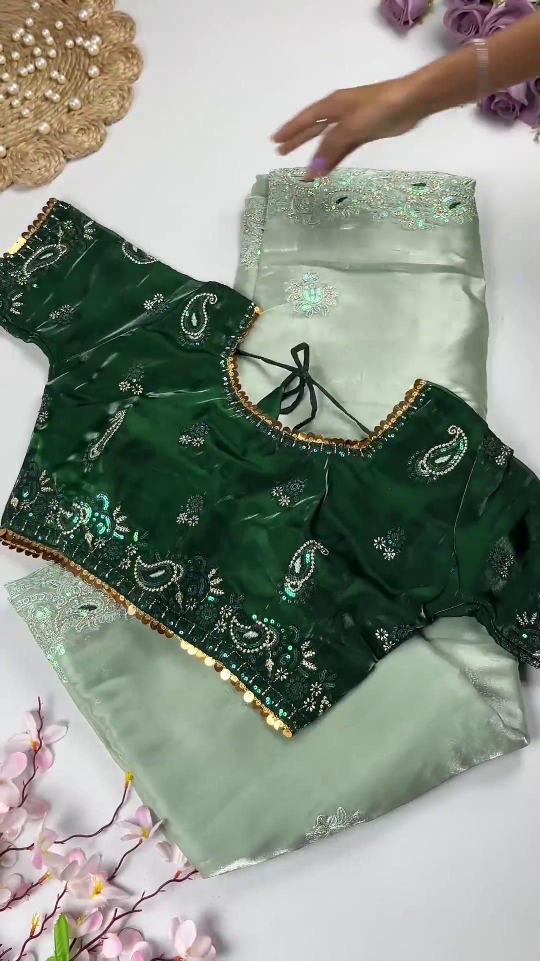 Premium Maroon & Antique Gold Heavy Embroidered Designer Blouse with Dupatta Set - Image 4