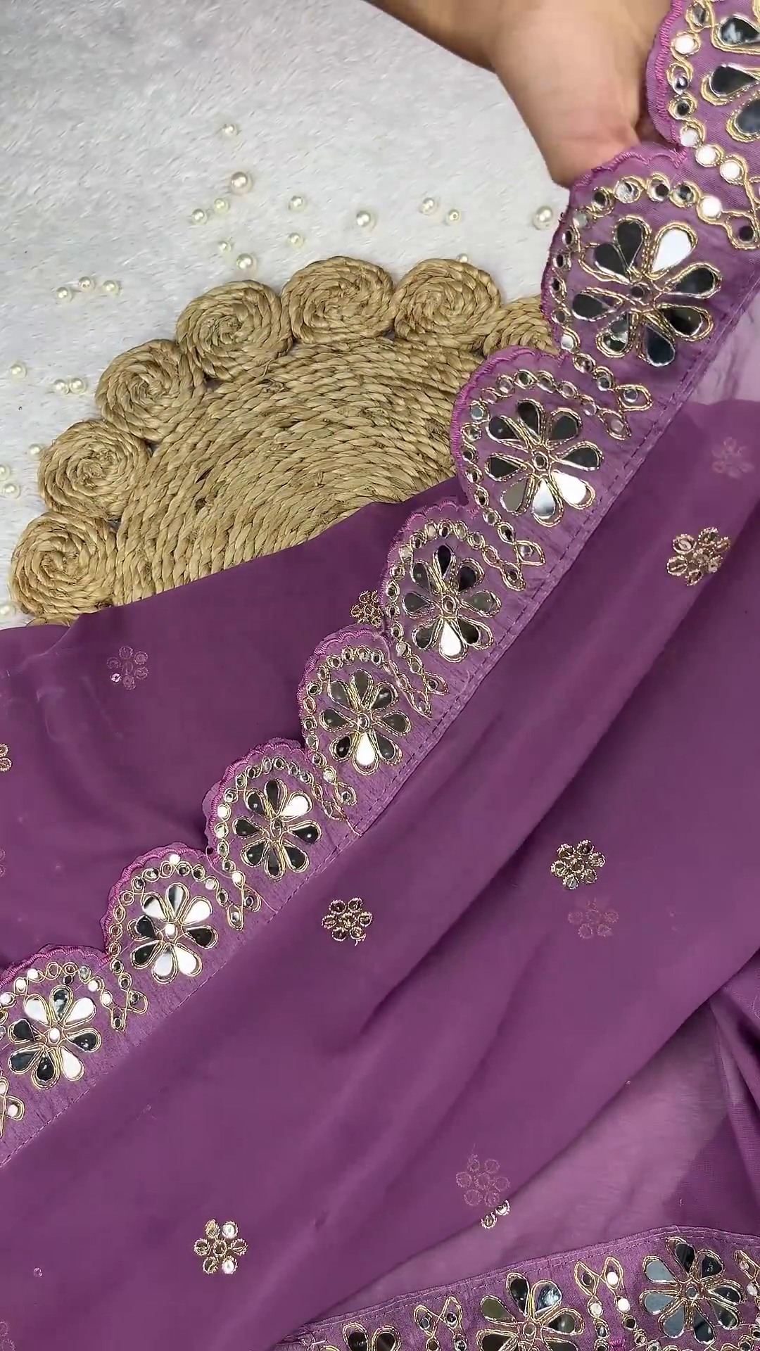 Mauve Purple Geometric Sequined Designer Gown - Image 2