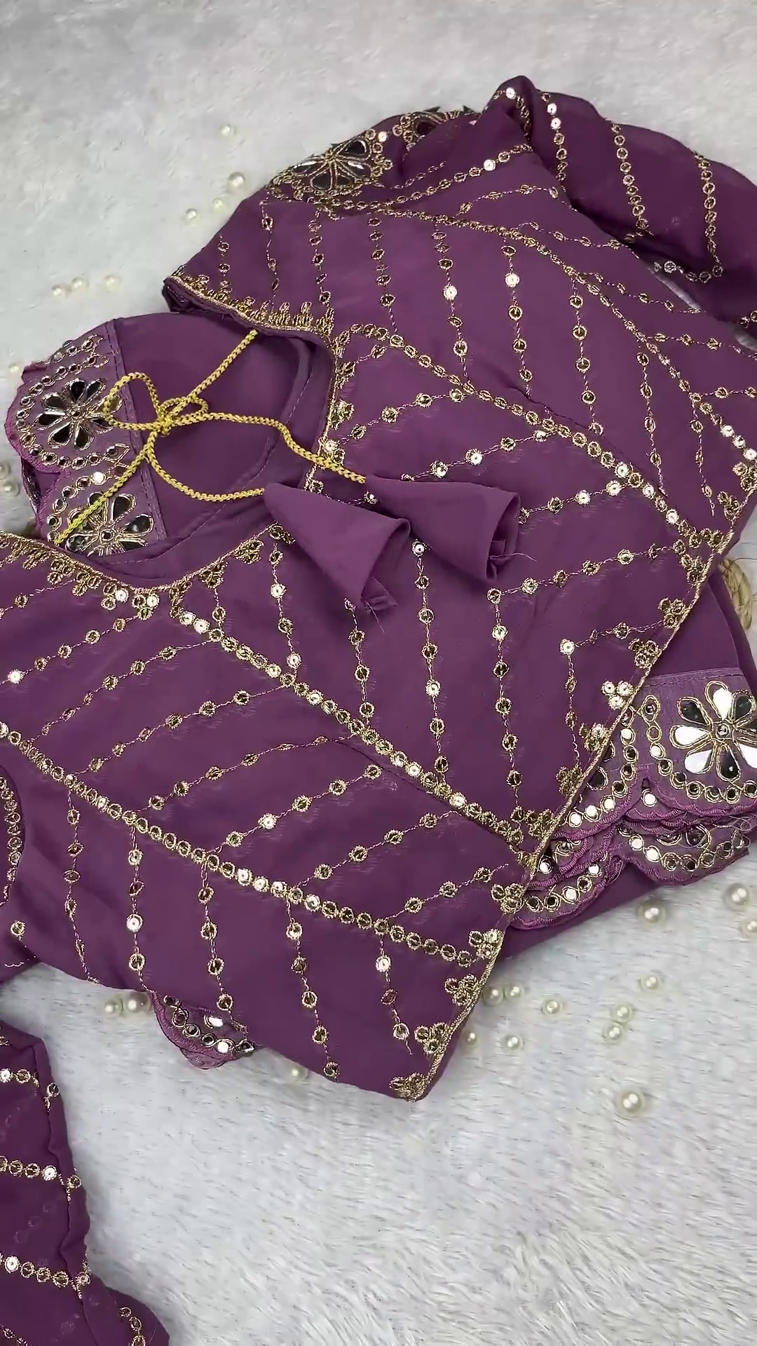 Mauve Purple Geometric Sequined Designer Gown