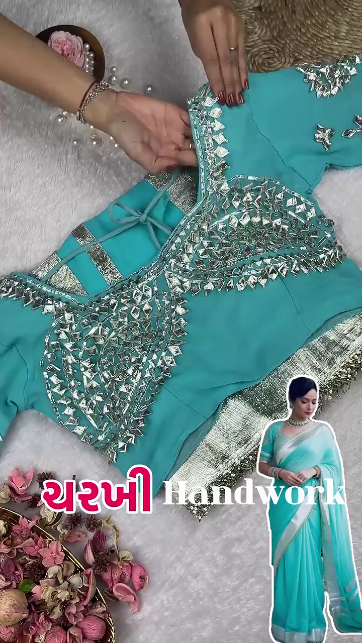 Azure Sky Saree with Bold Silver Heritage Accents