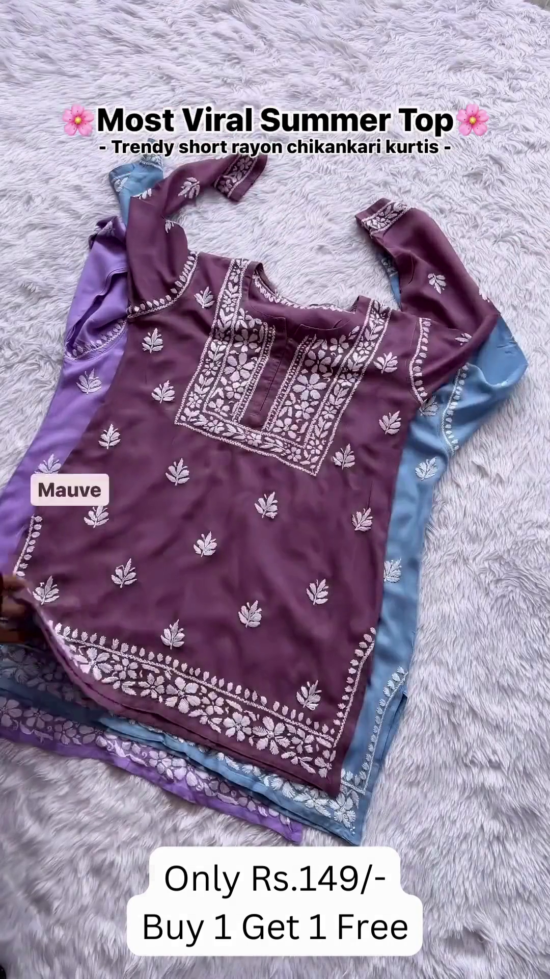 Viral Summer Essential: Trendy Short Rayon Chikankari Kurtis - Image 2