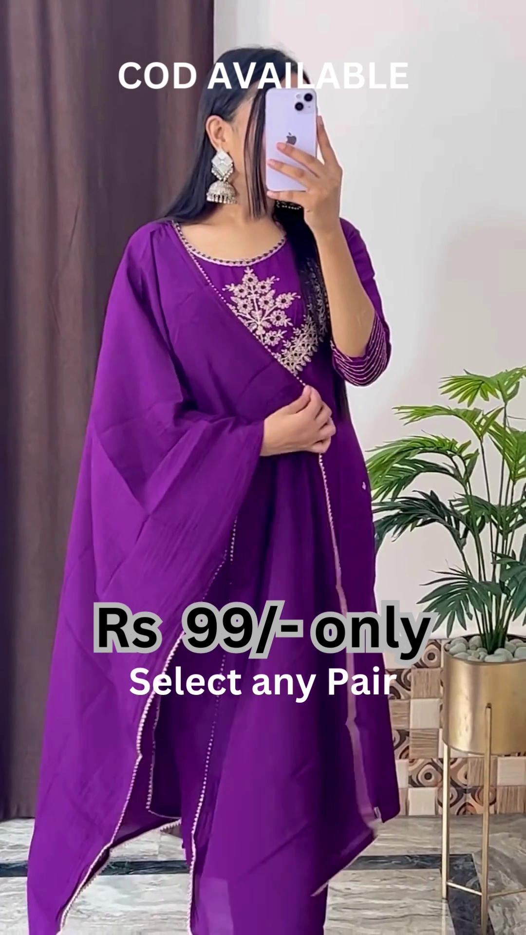 Golden Mustard Suit with Floral Organza Dupatta - Image 2