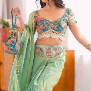 Ethereal Pastel Embroidered Ensemble – Available in Mint Green & Ivory White