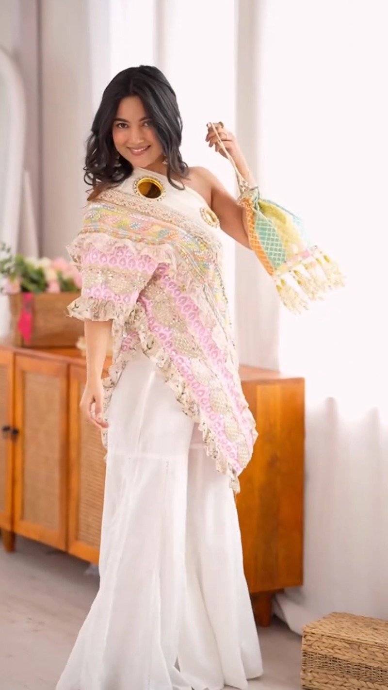 Ethereal Pastel Embroidered Ensemble – Available in Mint Green & Ivory White - Image 4