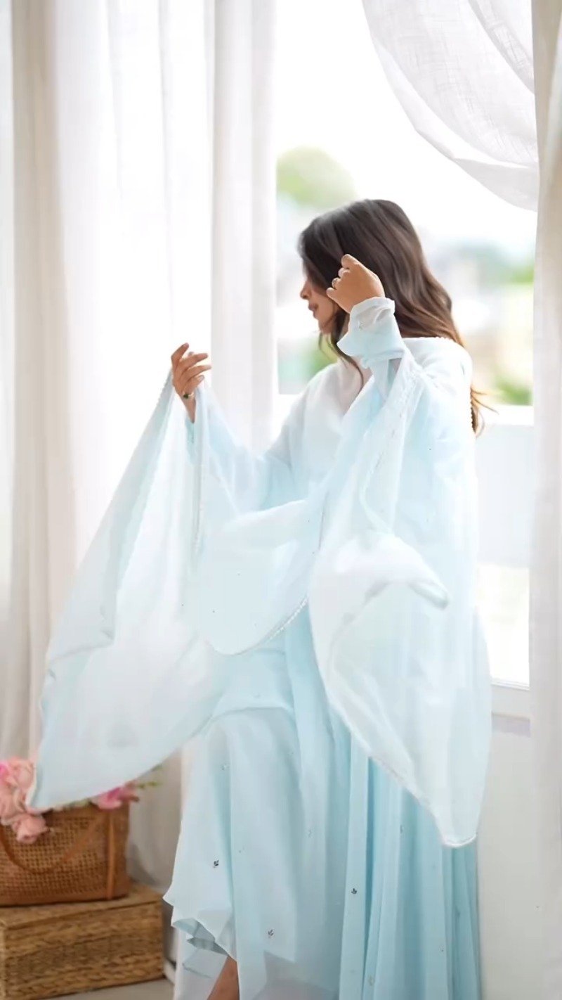 Ethereal Sky Blue Georgette Anarkali Suit Set – A Whisper of Serenity - Image 2