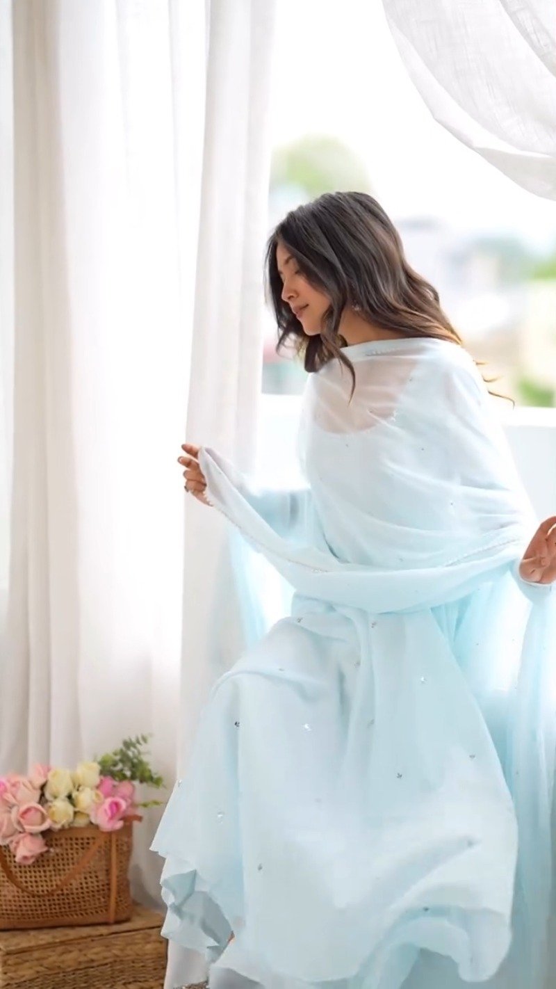 Ethereal Sky Blue Georgette Anarkali Suit Set – A Whisper of Serenity - Image 4