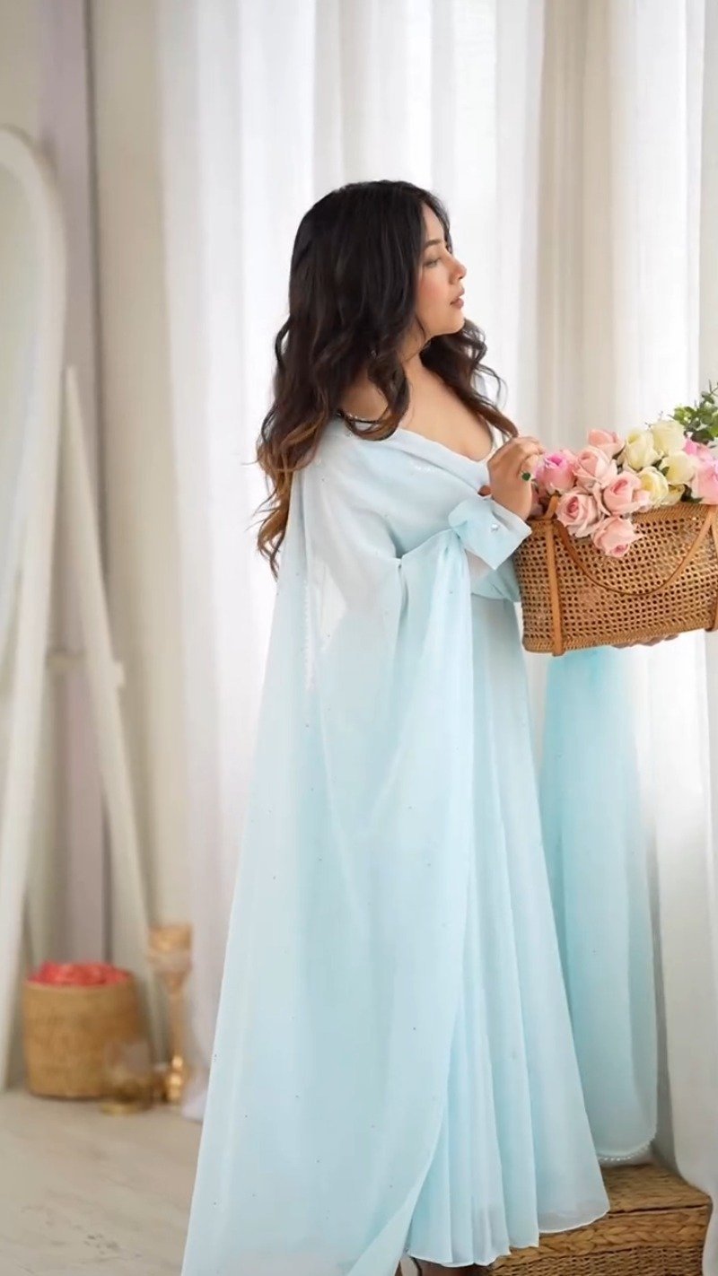 Ethereal Sky Blue Georgette Anarkali Suit Set – A Whisper of Serenity - Image 5