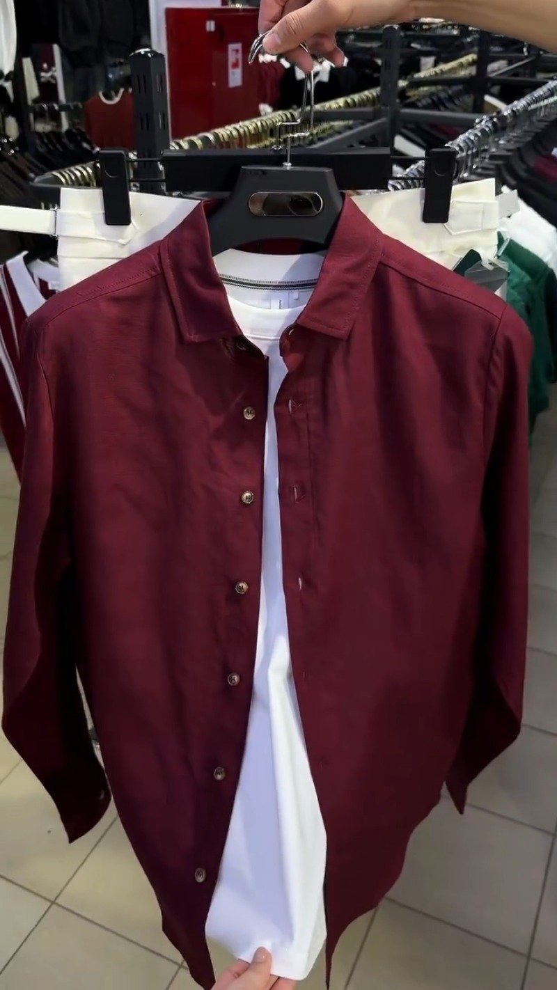 Modern Maroon & White Layered Shirt Set – Available in Maroon & White - Image 3