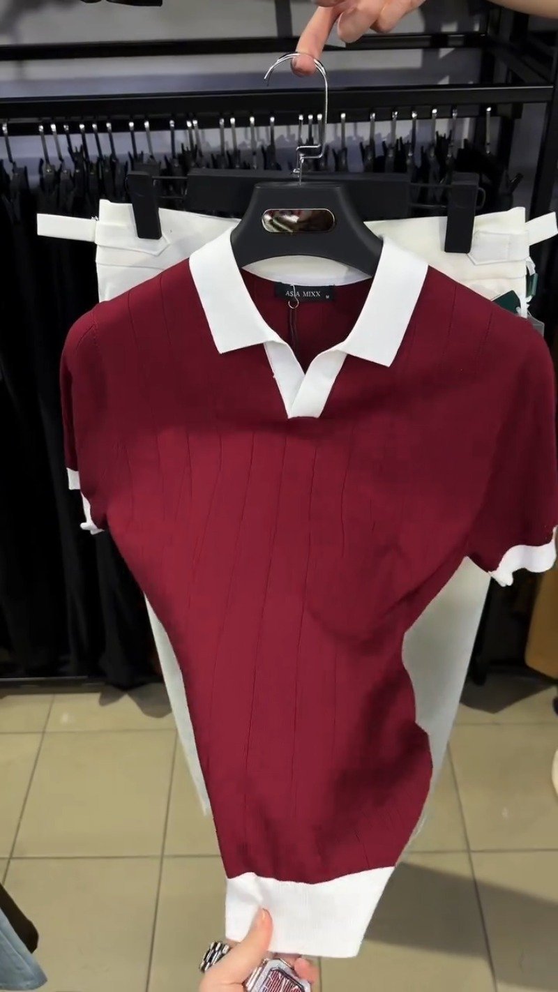 Sophisticated Men's Ribbed Polo & Suede Mule Set – Available in Classic Burgundy & Cream - Image 2