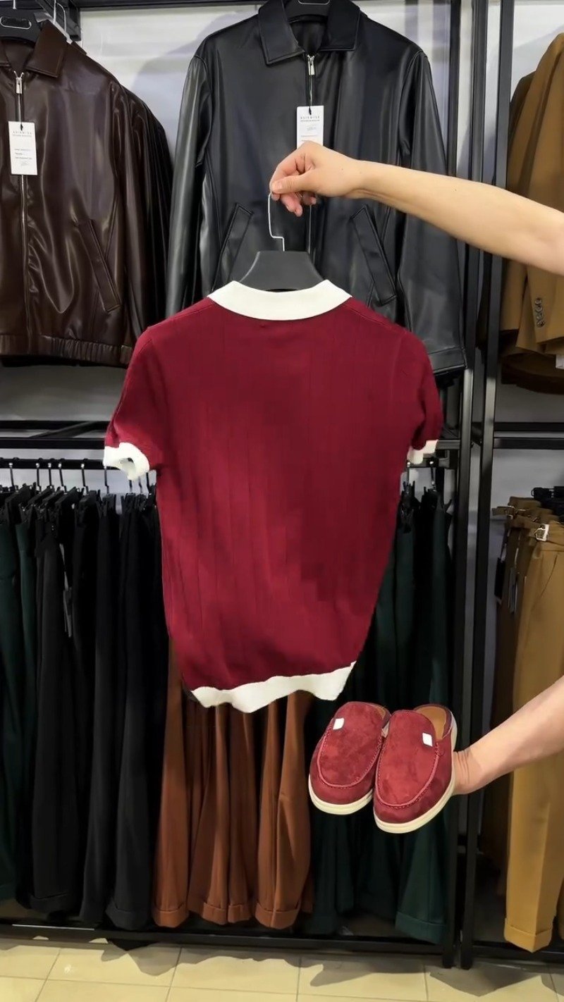 Sophisticated Men's Ribbed Polo & Suede Mule Set – Available in Classic Burgundy & Cream - Image 4