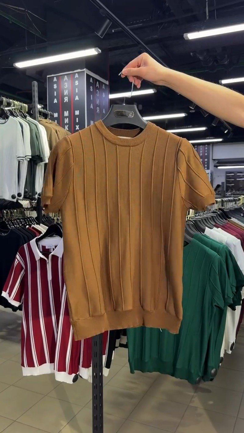 Urban Sophisticate Ribbed Knit Tee & Chino Set – Earthy Brown & Crisp White - Image 4