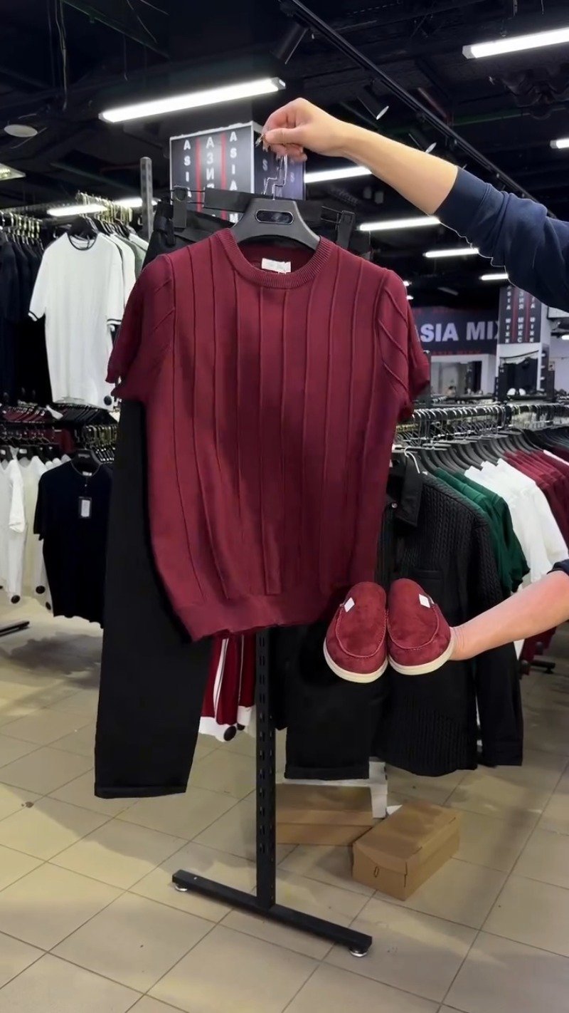 Minimalist Ribbed Knit Tee & Trouser Co-ord Set – Available in White, Brown, & Maroon - Image 6