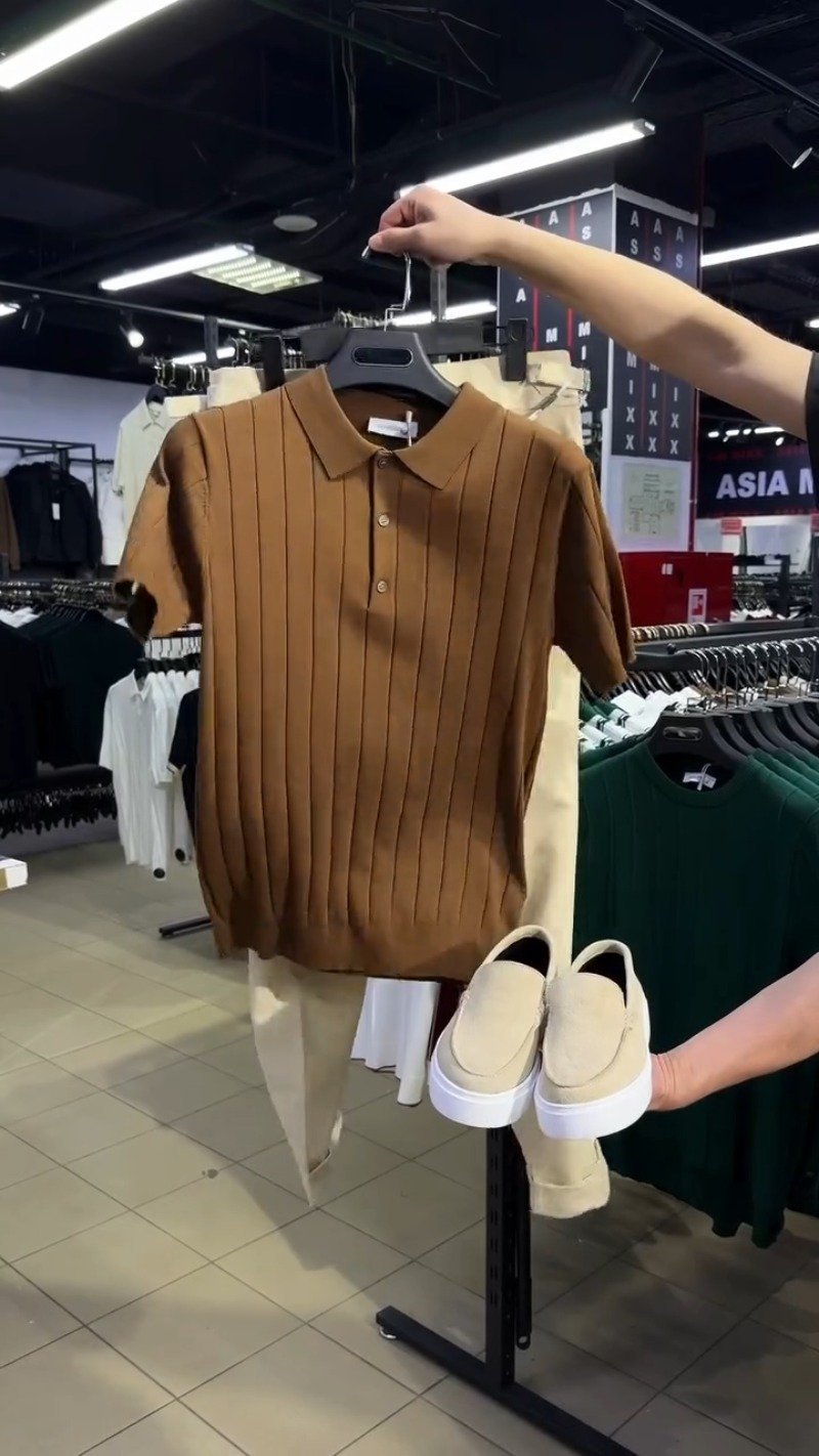 Modern Minimalist Ribbed Knit Polo & Trouser Co-ord Set – Available in Black, Brown & Burgundy - Image 3