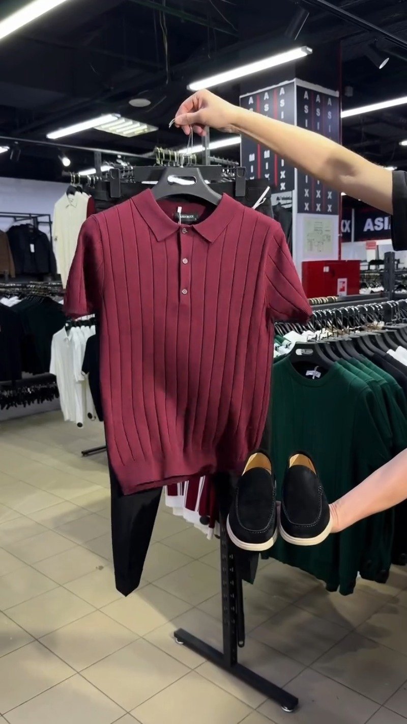 Modern Minimalist Ribbed Knit Polo & Trouser Co-ord Set – Available in Black, Brown & Burgundy - Image 4