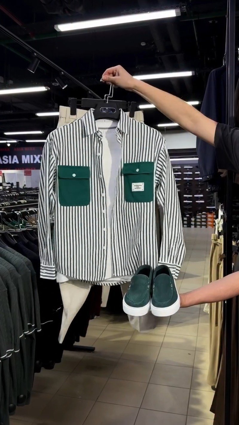 Urban Chic Striped Button-Down Shirt and Trouser Ensemble