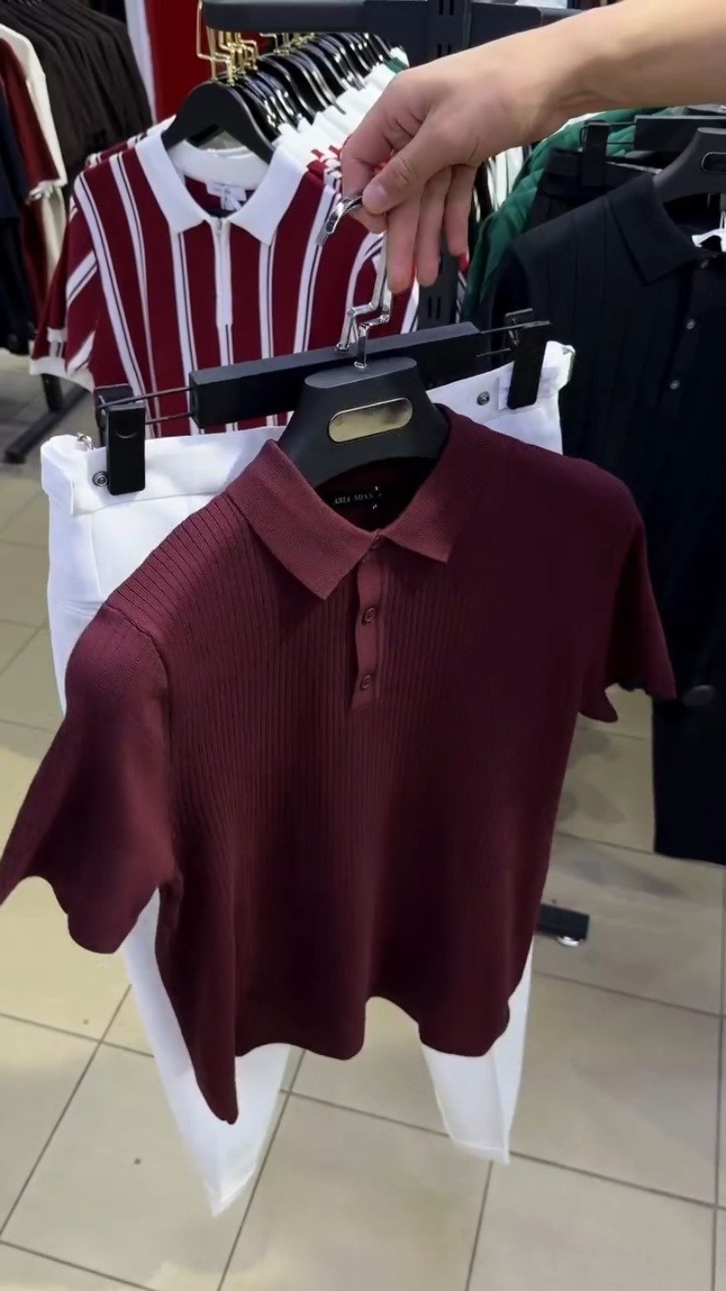 Minimalist Ribbed Polo & Trouser Co-ord Set – Available in Burgundy & Classic White - Image 3