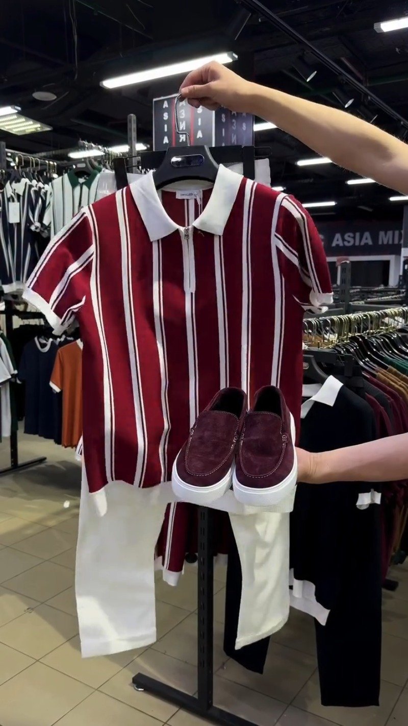Modern Minimalist Zip-Front Polo & Trouser Set – Available in Deep Crimson & Forest Green