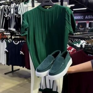 Emerald Green Ribbed Knit Co-ord Set with Matching Suede Loafers – Available in Emerald Green & Burgundy