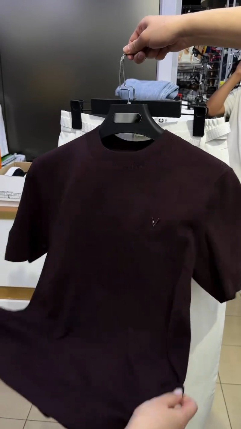 Minimalist Espresso Brown Textured Cotton Tee with White Trousers – Available in Espresso Brown - Image 4