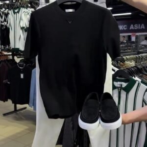 Minimalist Casual Tee & Pant Co-ord Set with Suede Slip-ons – Available in Jet Black & Off-White