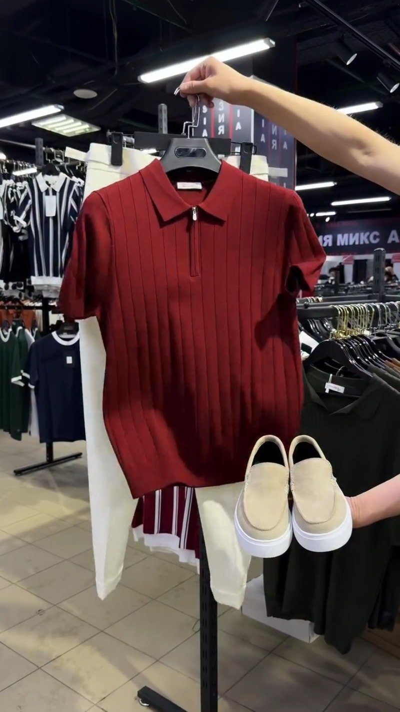 Urban Minimalist Ribbed Knit Polo & Trouser Set – Available in Deep Burgundy & Classic White