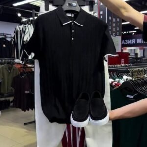 Urban Chic Men's Textured Polo & Trouser Co-ord Set – Available in Black & White