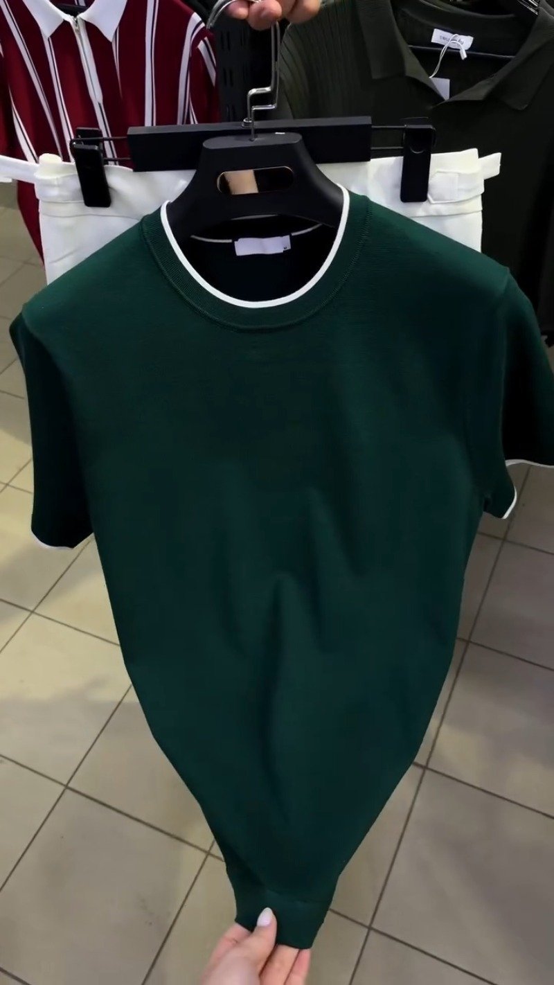 Urban Minimalist Crew-Neck T-Shirt and Trouser Ensemble – Available in Forest Green & Crisp White - Image 2