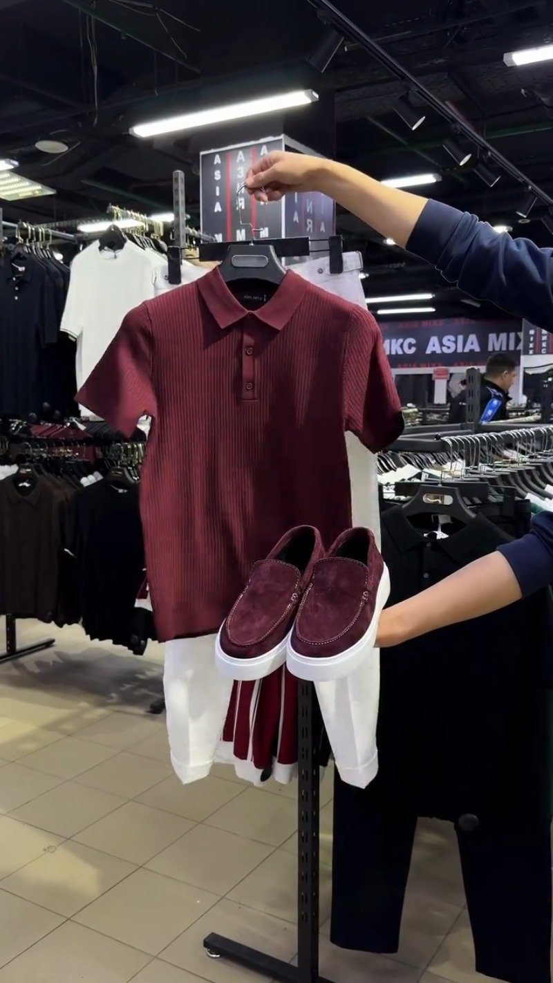 Sophisticated Ribbed Polo and Trouser Ensemble – Available in Burgundy & White