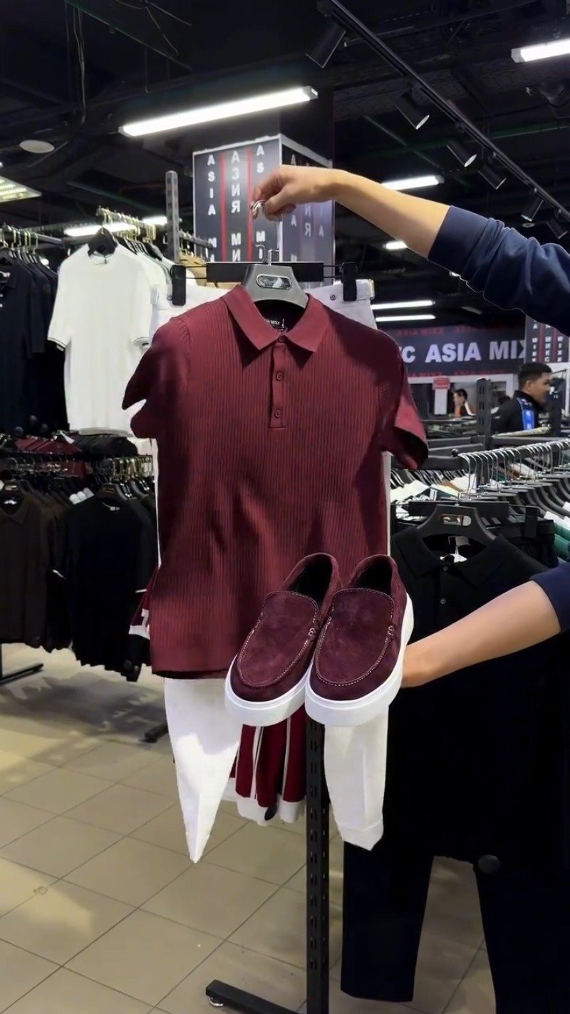 Sophisticated Ribbed Polo and Trouser Ensemble – Available in Burgundy & White - Image 2