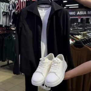 Contemporary Minimalist Layered Black & White Ensemble – Available in Black & Neutral Tones