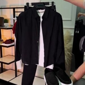 Minimalist Monochromatic Casual Shirt & Trouser Set – Available in Black & White
