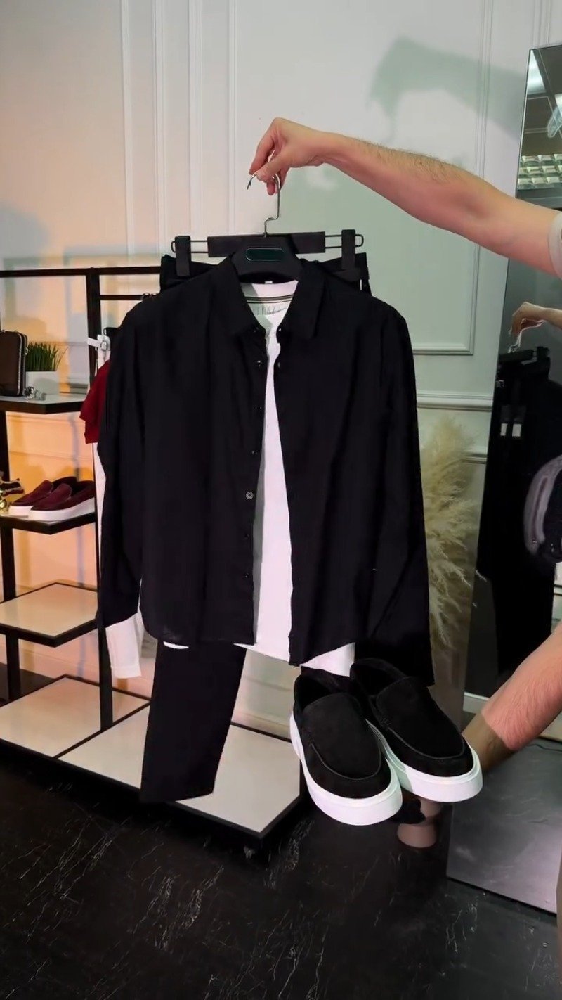 Minimalist Monochromatic Casual Shirt & Trouser Set – Available in Black & White