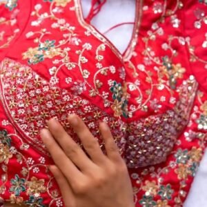 Opulent Hand-Embellished Sequin Blouse – Available in Red, White, Pink, Green & Purple