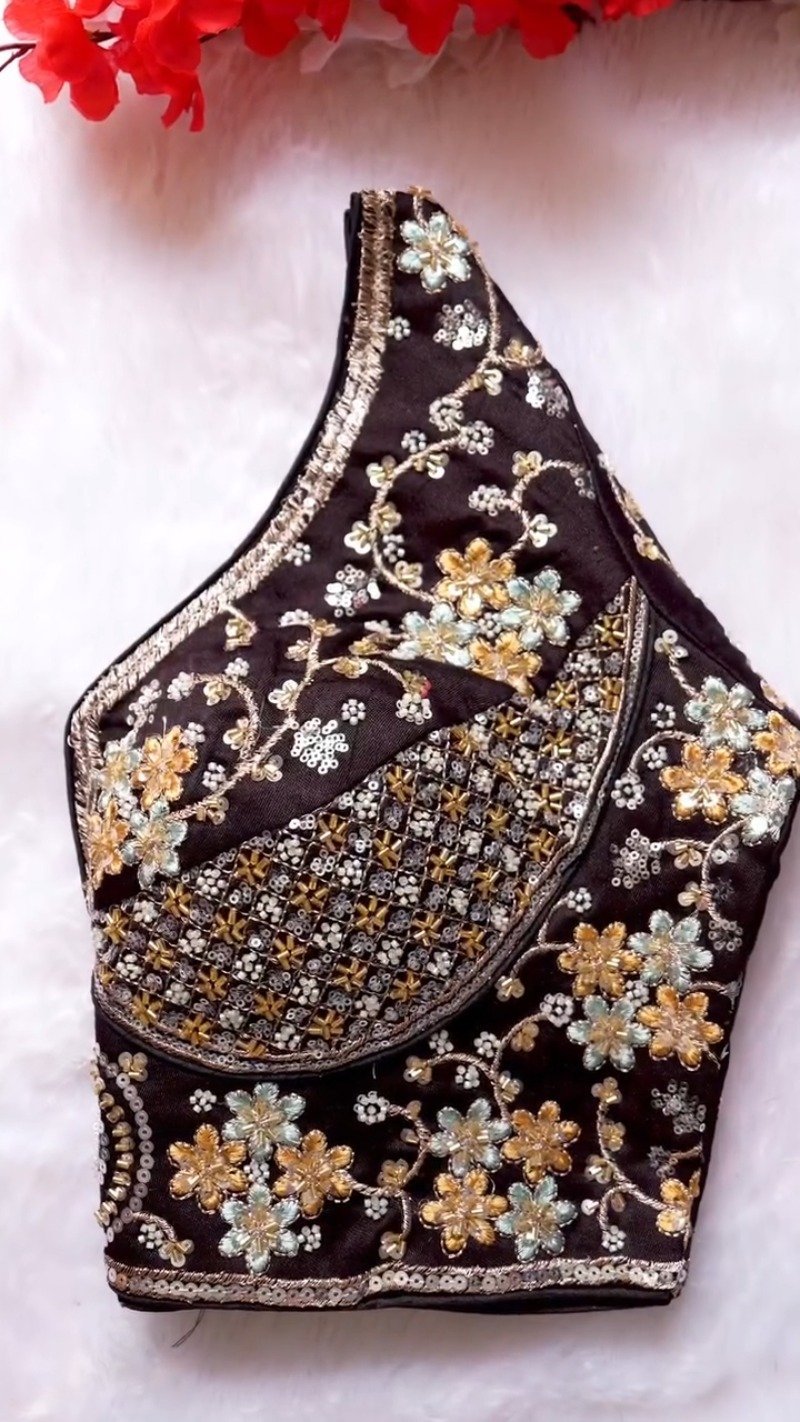 Opulent Hand-Embellished Sequin Blouse – Available in Red, White, Pink, Green & Purple - Image 9