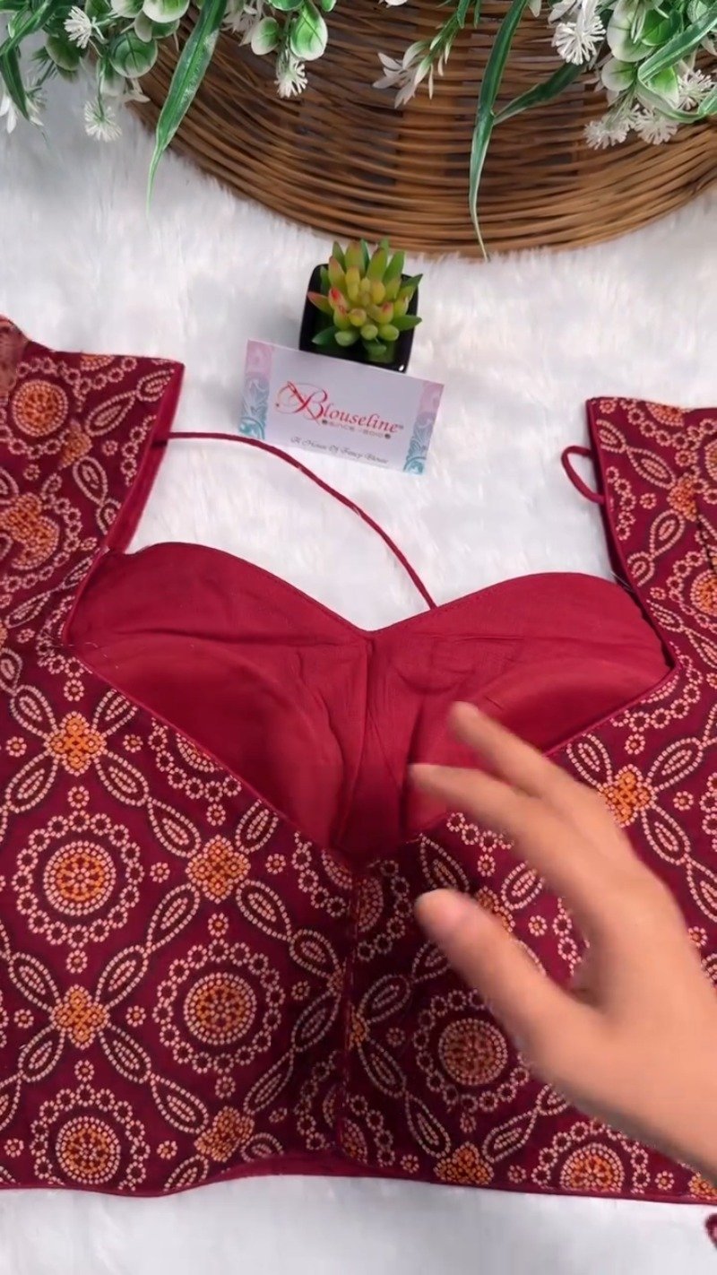 Exquisite Bandhani Print Designer Blouse – Available in Deep Maroon, Mustard Yellow, and Olive Green - Image 11