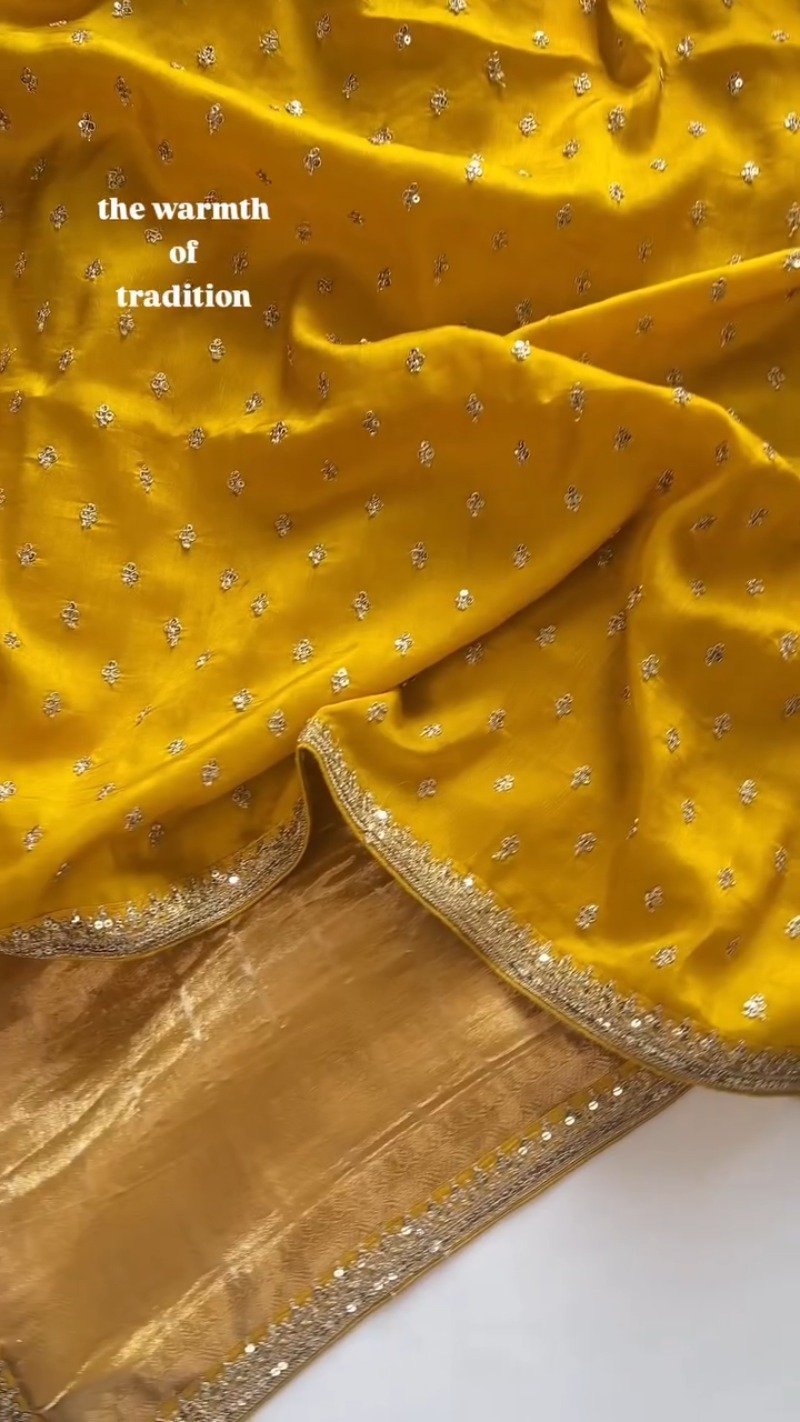 Sun-Kissed Gota Patti Organza Saree – A Masterpiece of Traditional Grace