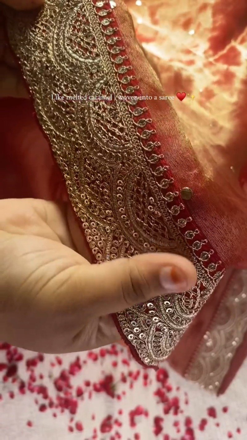 Radiant Crimson Silk Embellished Saree – A Masterpiece of Festive Elegance - Image 2