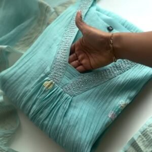 Aura Turquoise Embellished Summer Kurta Set