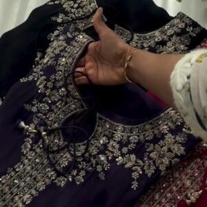 Midnight & Berry Hand-Embellished Velvet Kurta Set – Available in Midnight Black & Deep Berry