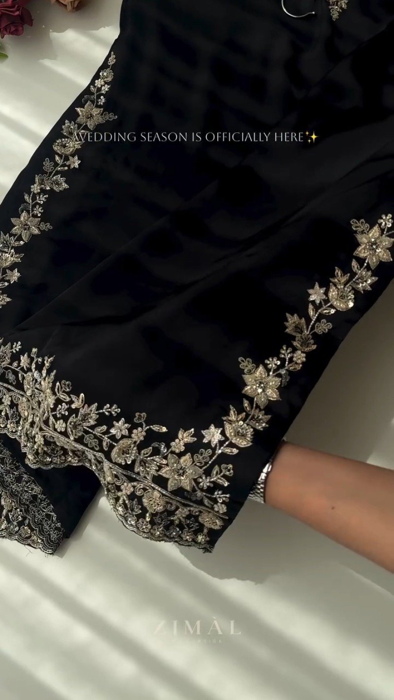 Midnight & Berry Hand-Embellished Velvet Kurta Set – Available in Midnight Black & Deep Berry - Image 5
