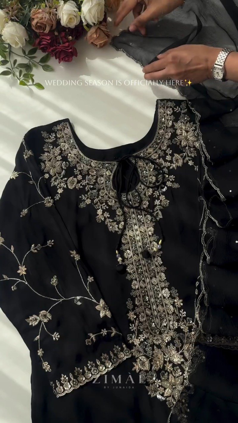 Midnight & Berry Hand-Embellished Velvet Kurta Set – Available in Midnight Black & Deep Berry - Image 6