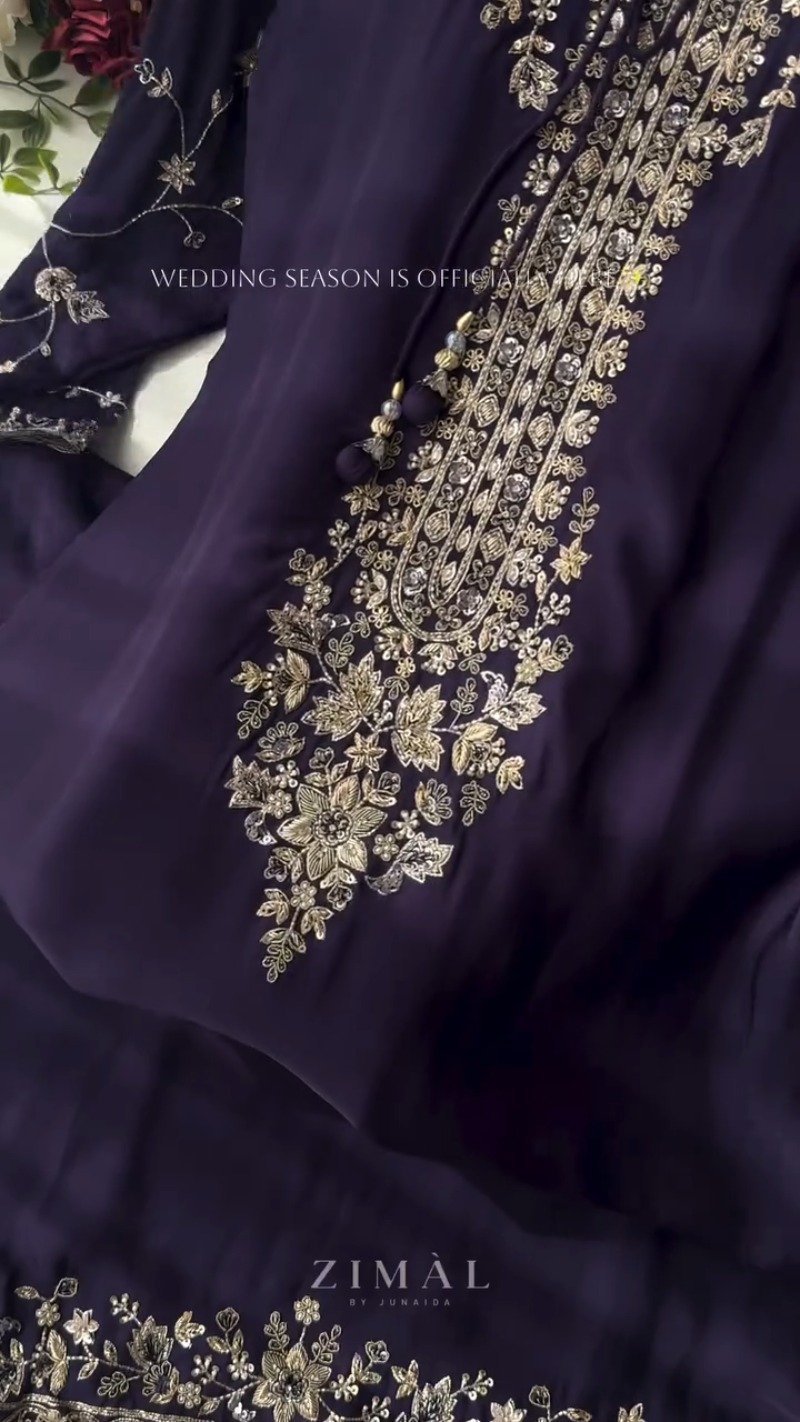 Midnight & Berry Hand-Embellished Velvet Kurta Set – Available in Midnight Black & Deep Berry - Image 8