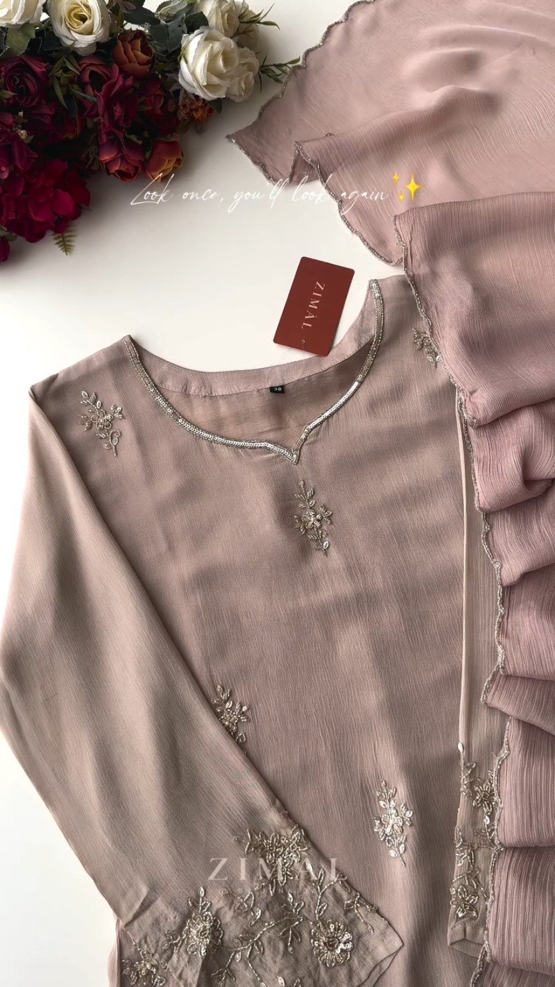 Ethereal Embellished Silk Kurta Set – Available in Dusty Rose & Warm Sand