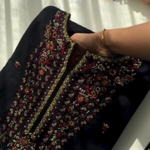 Midnight Noir Embroidered Ethnic Kurta Set