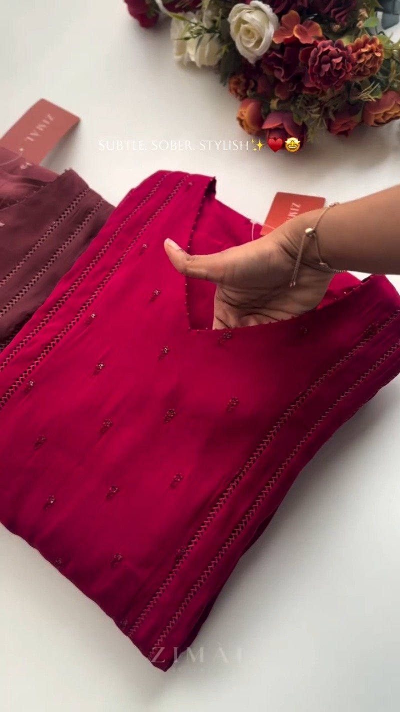 Zimal Midnight Ruby & Merlot Hand-Embellished Kurta Set – Available in Ruby Red & Deep Merlot