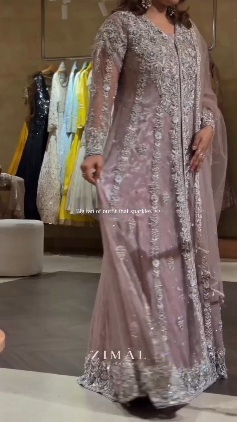 Enchanting Mauve Embellished Anarkali & Jacket Ensemble – Occasion Wear - Image 2