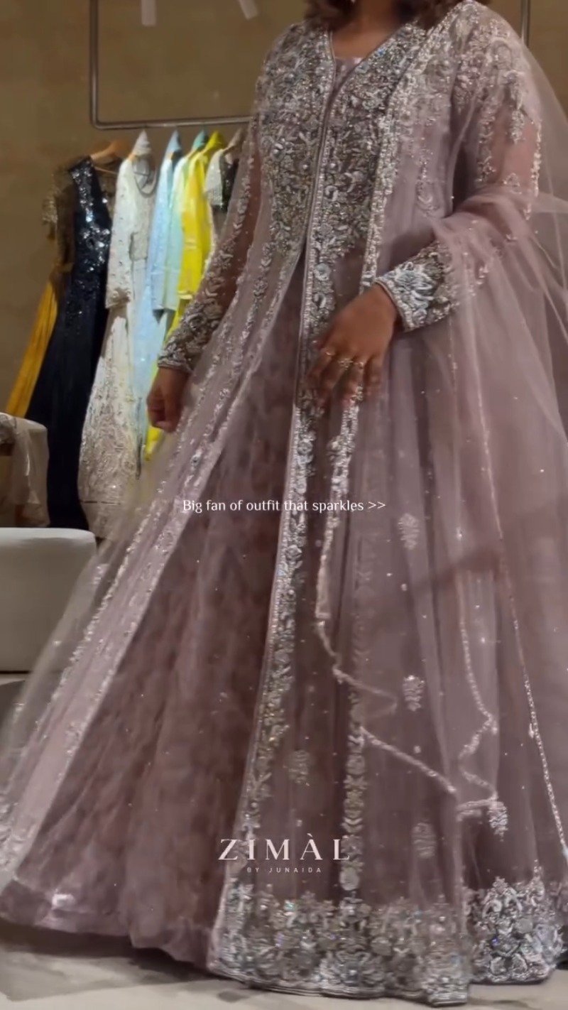 Enchanting Mauve Embellished Anarkali & Jacket Ensemble – Occasion Wear - Image 3