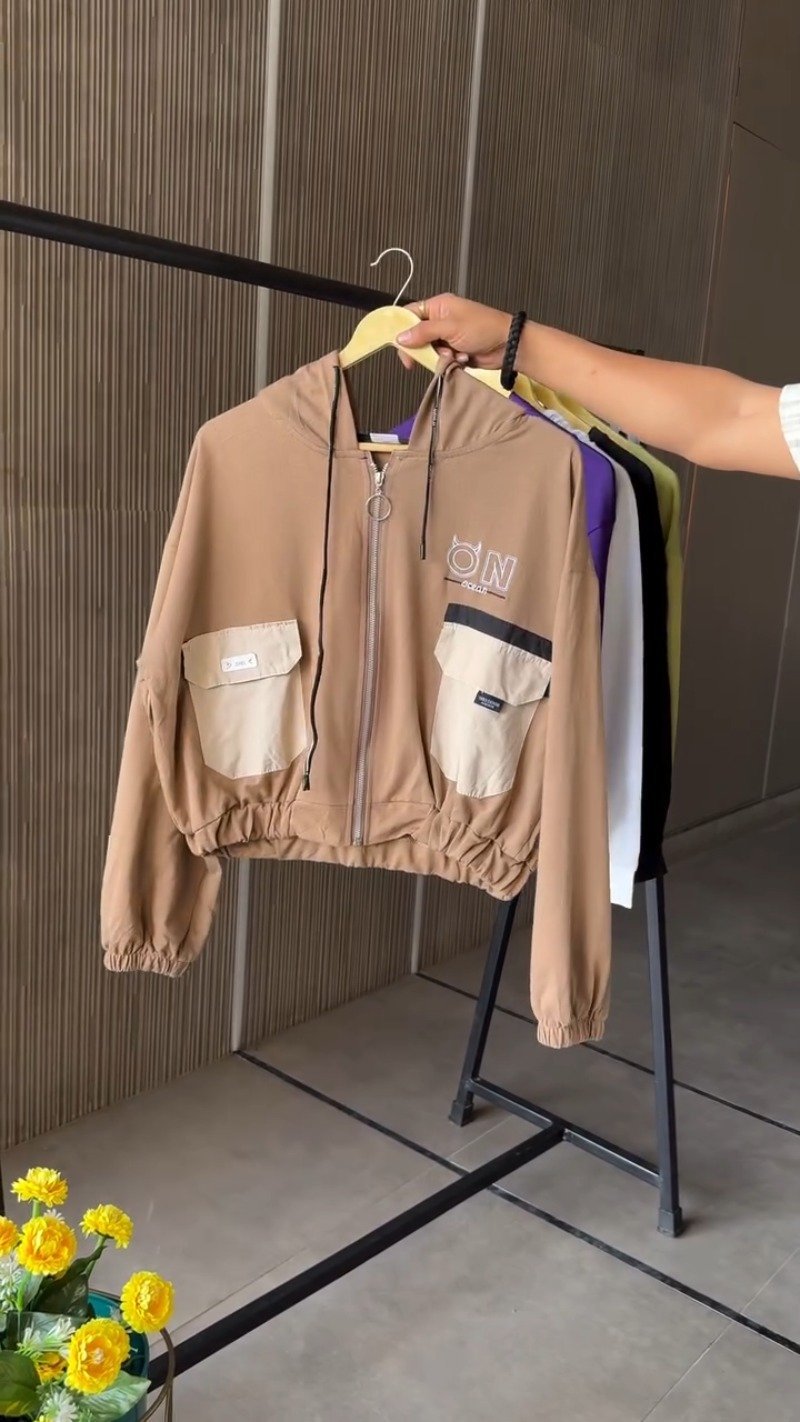 Contemporary Chic Cropped Pullovers & Hoodies Collection – Available in Pink, Olive Green, Beige, Navy Blue, Grey, & Tan - Image 6