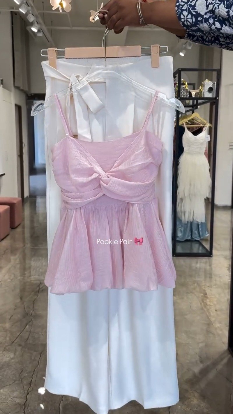 Twist & Twirl Peplum Co-ord Set – Available in Dusty Pink, Deep Burgundy, Pristine White, Sage Green & Midnight Black
